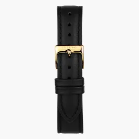 Black Leather watch Strap - Gold - 32mm