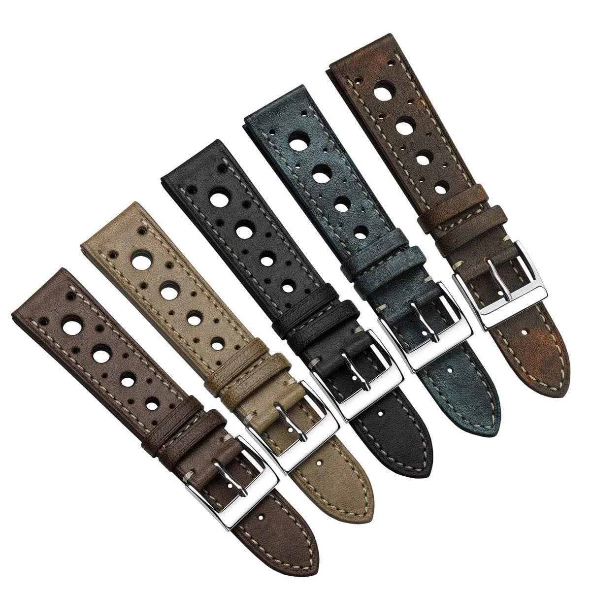 Boutsen Racing Handmade Patina Leather Watch Strap - Mocca