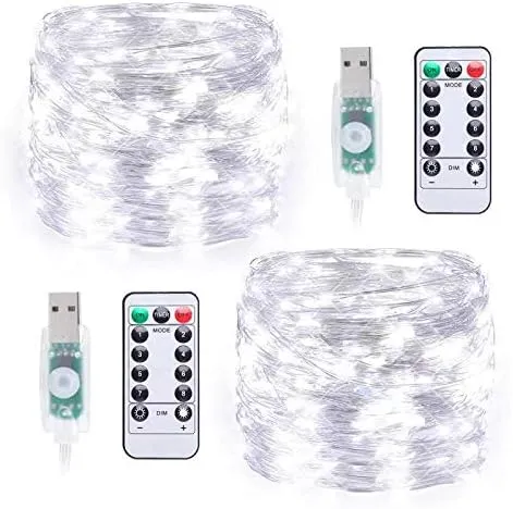 Bulk 2 Pack 33ft 100 LED Fairy Lights USB Powered with Remote Control for Wedding Party Christmas Wholesale