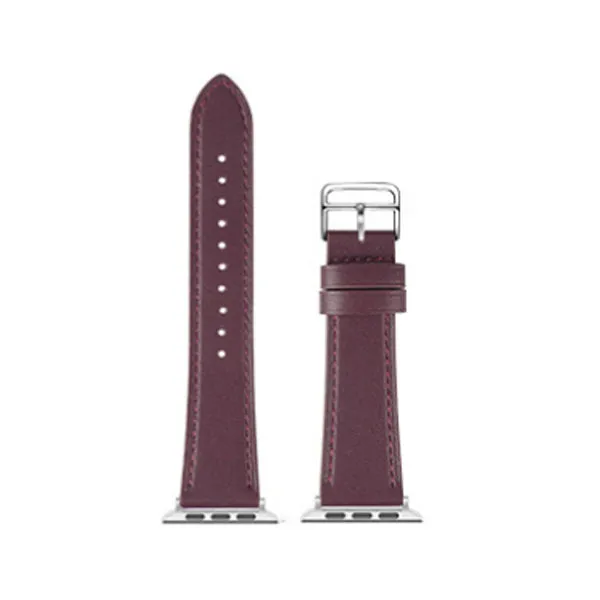 Burgundy Genuine Leather Apple Watch Band 酒紅真皮Apple 錶帶