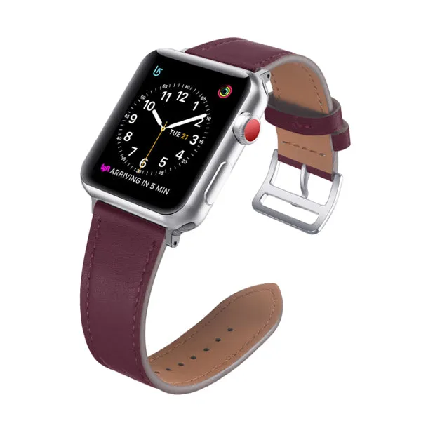 Burgundy Genuine Leather Apple Watch Band 酒紅真皮Apple 錶帶