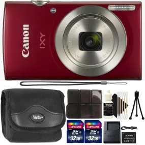 Canon PowerShot IXY 200 / Elph 180 20MP 8x Zoom Digital Camera RED   Complete Starter Bundle