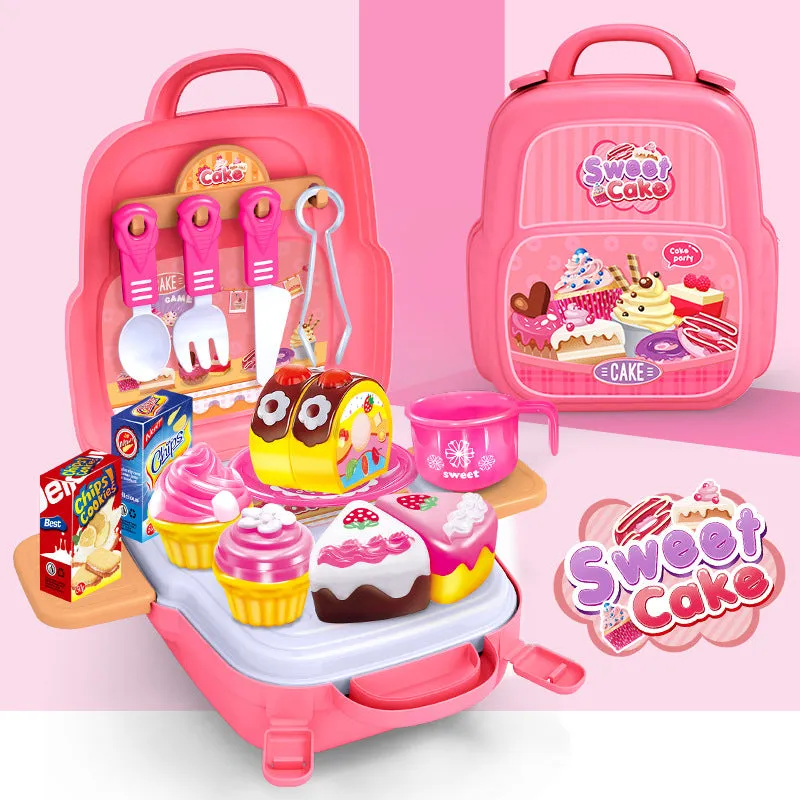 Children Backpack Kitchen Fruit And Vegetable ToolBox Toys Set