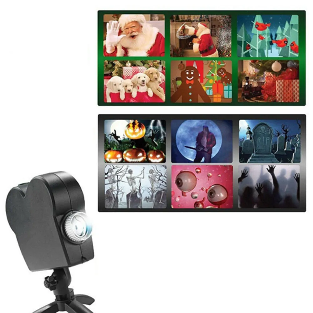 Christmas Halloween Projector Lamp 12 Patterns LED Projection Light Window Display