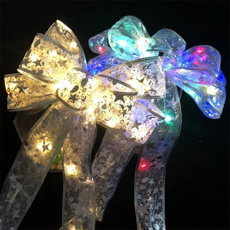 Christmas Ribbon String Lights Xmas Tree New Year Gift Box