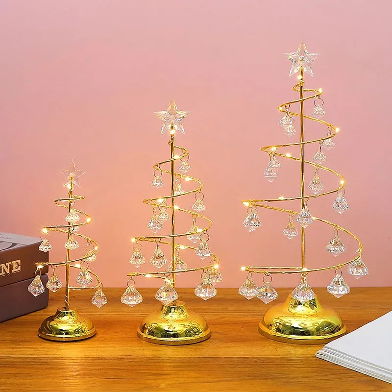 Christmas Tree Light Crystal Night Lamps for Holiday Room Decor