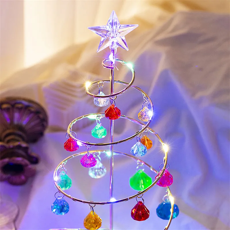 Christmas Tree Light Crystal Night Lamps for Holiday Room Decor