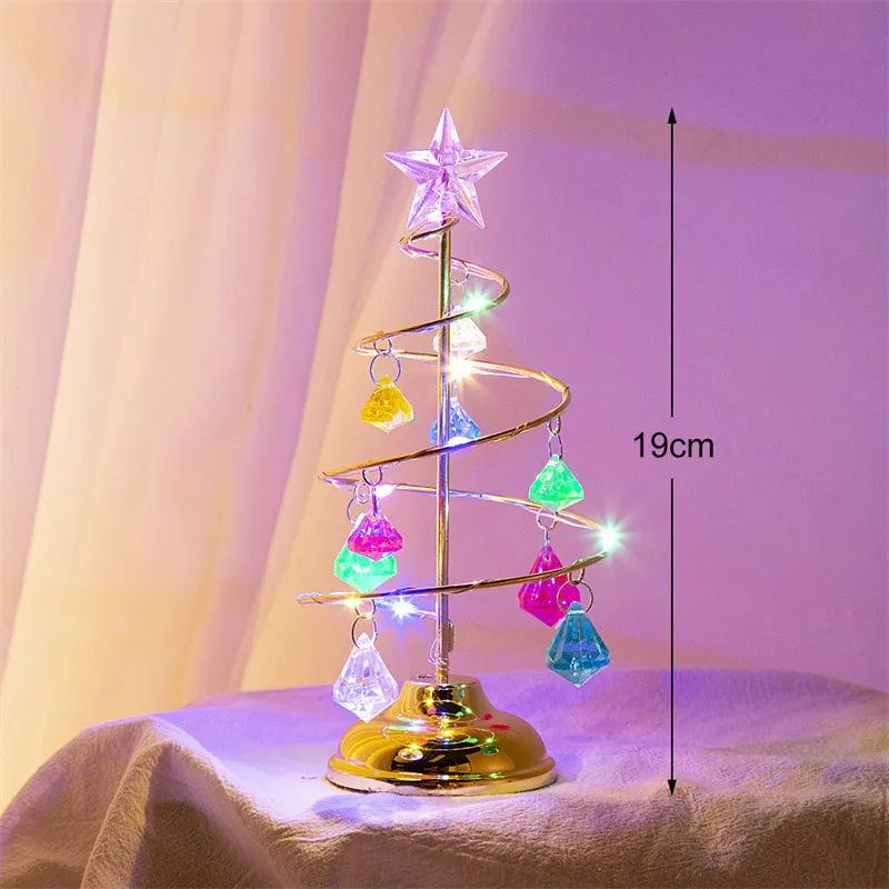 Christmas Tree Light Crystal Night Lamps for Holiday Room Decor