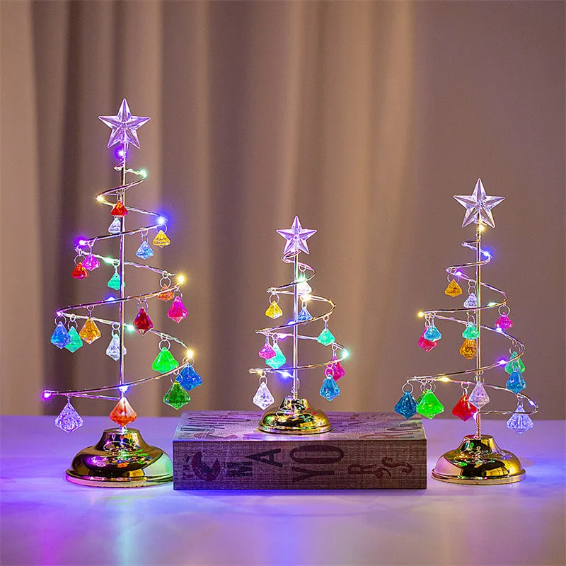 Christmas Tree Light Crystal Night Lamps for Holiday Room Decor