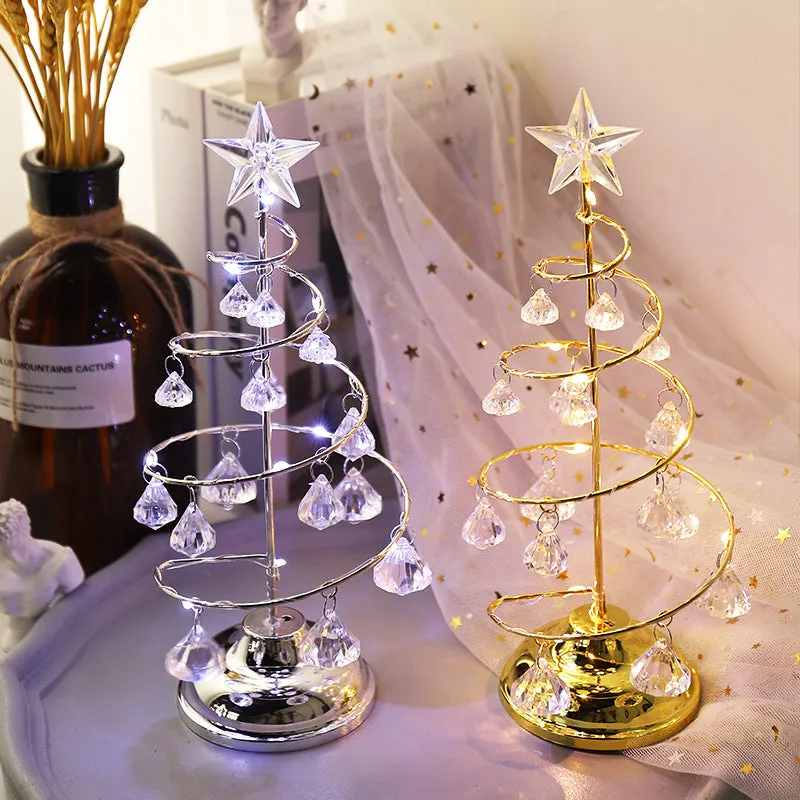 Christmas Tree Light Crystal Night Lamps for Holiday Room Decor