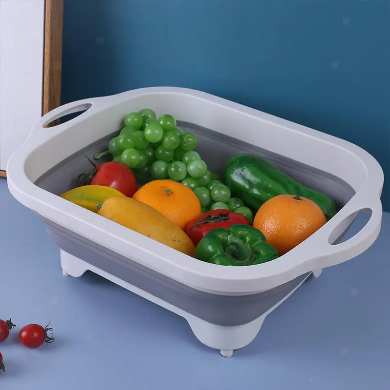 Collapsible Multifunctional Kitchen Silicone Cutting Board Fruit Basket