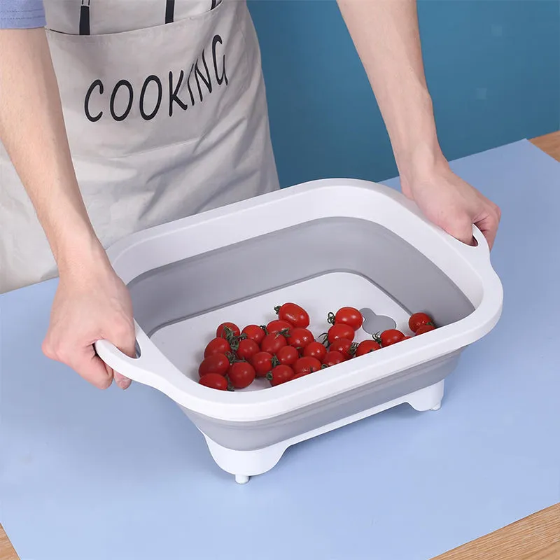 Collapsible Multifunctional Kitchen Silicone Cutting Board Fruit Basket