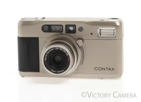 Contax TVS T VS Titanium Camera w/ Vario Sonnar 28-56mm T* Lens -Clean in Box-