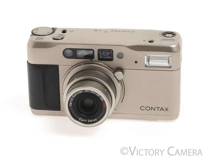 Contax TVS T VS Titanium Camera w/ Vario Sonnar 28-56mm T* Lens -Clean in Box-