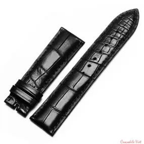 Crocodile Alligator Leather Watch Band Strap Color Black Width 18,20, 22mm, without Buckle, Genuine high quality Leather