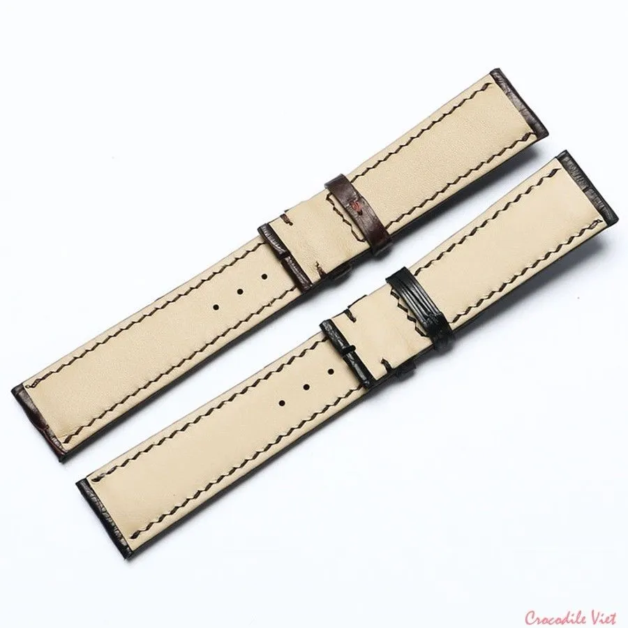 Crocodile Alligator Leather Watch Band Strap Color Black Width 18,20, 22mm, without Buckle, Genuine high quality Leather