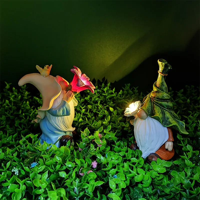 Cute Dwarf Faceless Elf Illuminated Outdoor Garden Statue Decoration