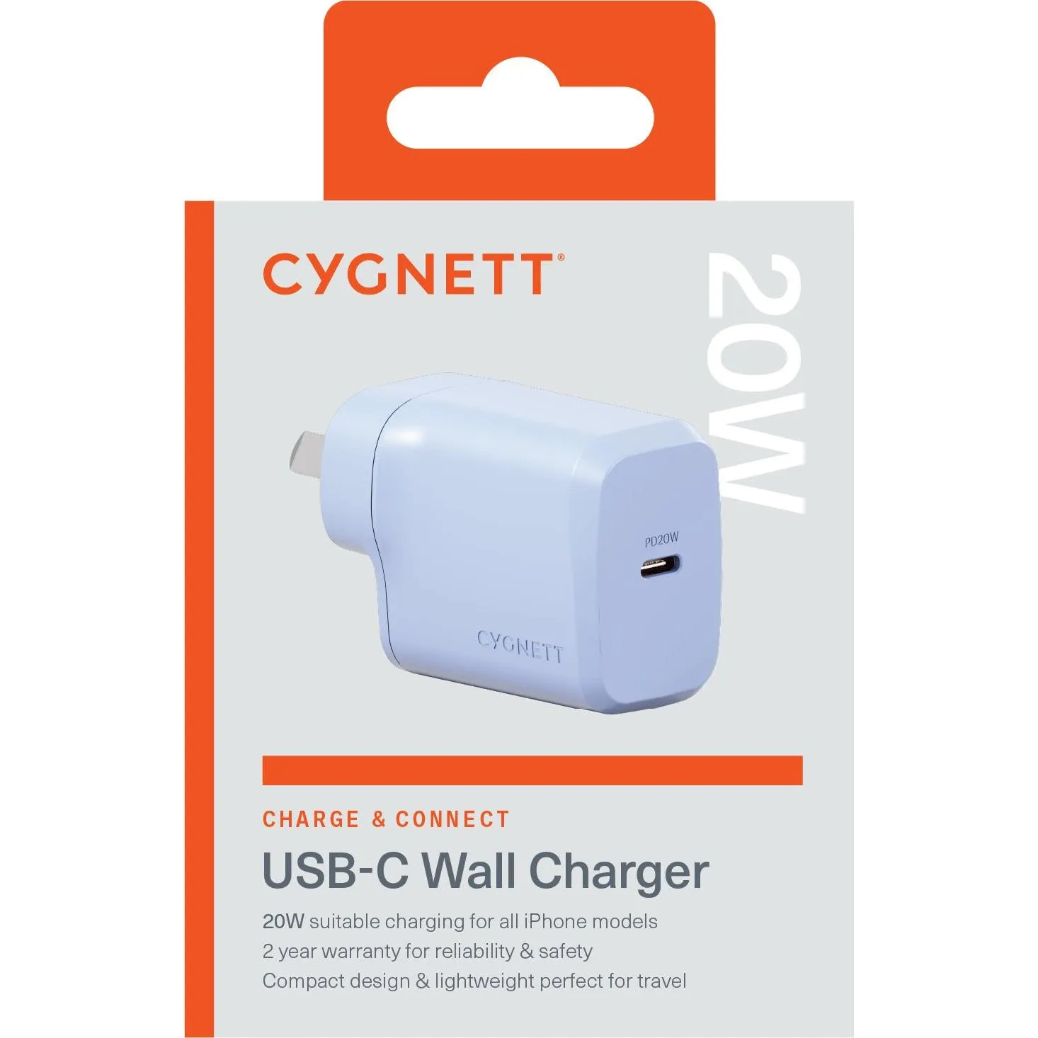 Cygnett Charge and Connect 20W USB-C PD Wall Charger (Blue)