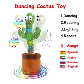 Dancing Cactus Plush Toy - Rechargeable LED Singing & Twisting Fun