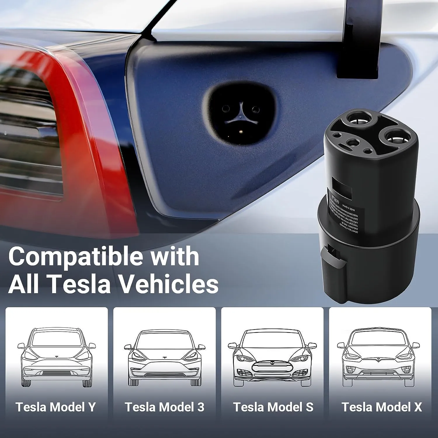 Daolar Tesla Charger Adapter, J1772 to Tesla Adapter 60 Amp / 240V AC  for Tesla model 3/s/y/x