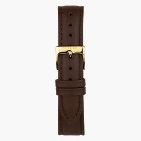 Dark Brown Leather watch Strap - Gold - 32mm