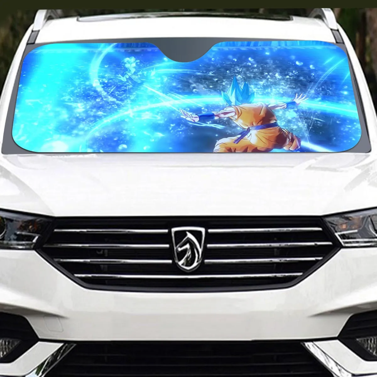 DBZ Goku SSGSS Saiyan God Blue Aura Blasting Streetwear Windshield Sunshade