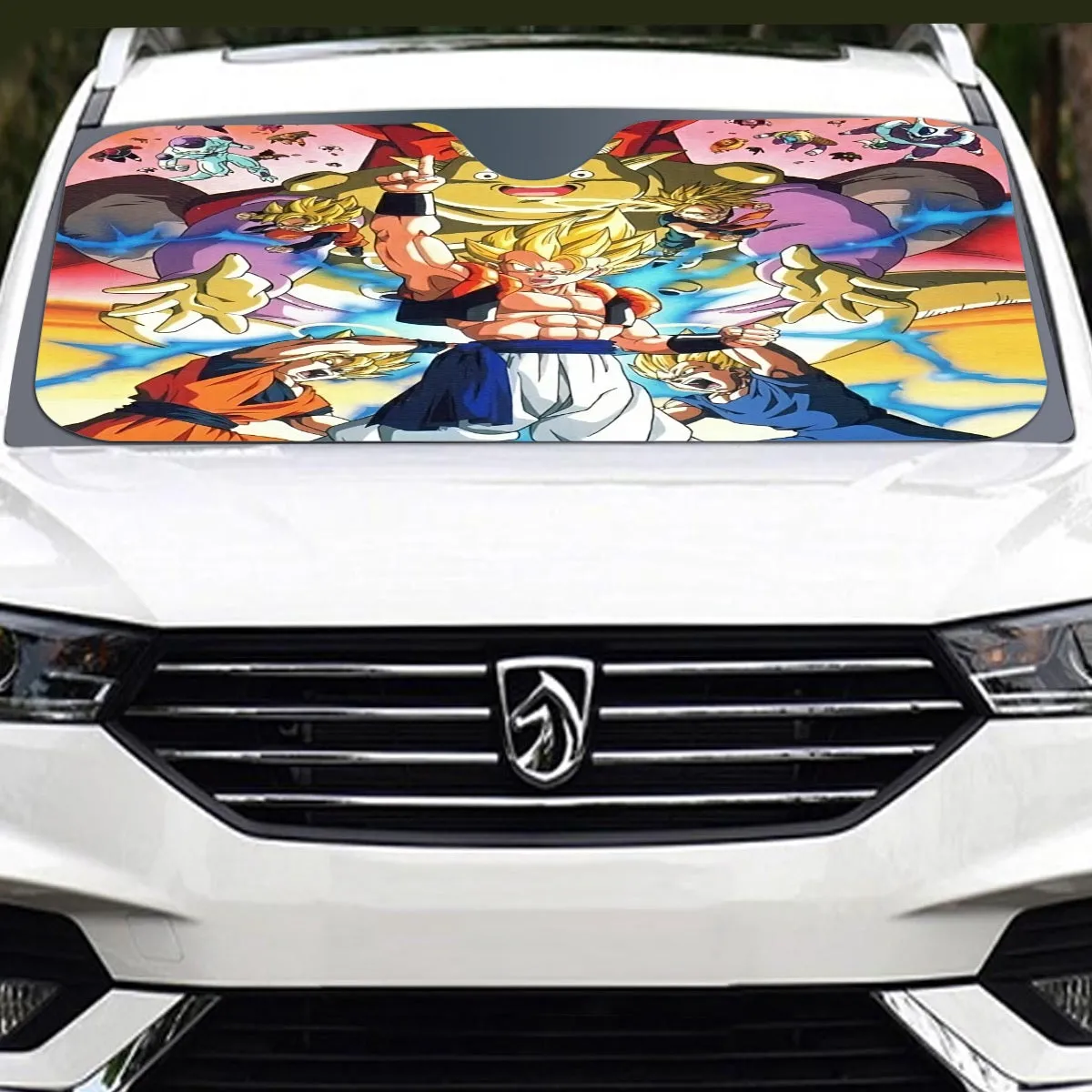 DBZ Goku Vegeta Fusion Saiyan Gogeta Colorful Design Streetwear Windshield Sunshade