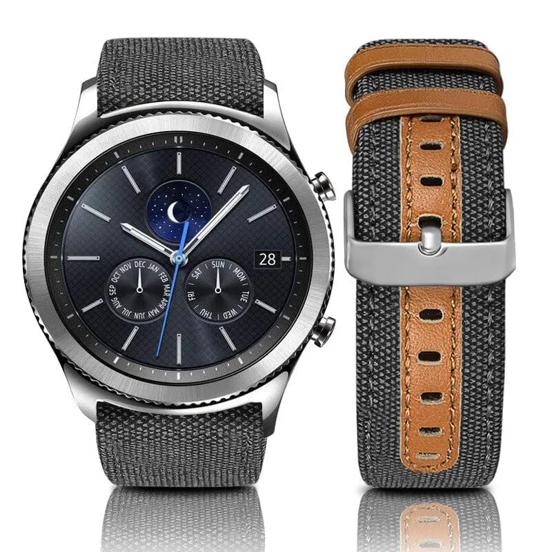 Denim & Leather Watch Straps Compatible with the Garmin D2 Air