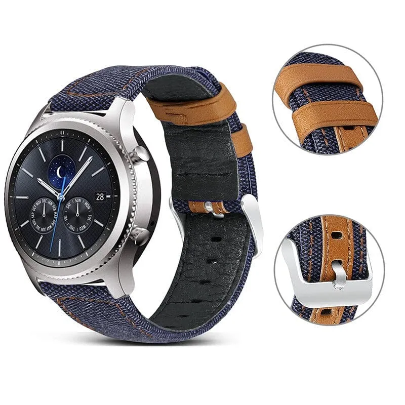 Denim & Leather Watch Straps Compatible with the Garmin D2 Air