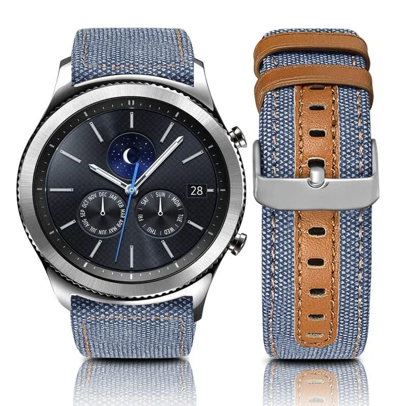 Denim & Leather Watch Straps Compatible with the Garmin Forerunner 165