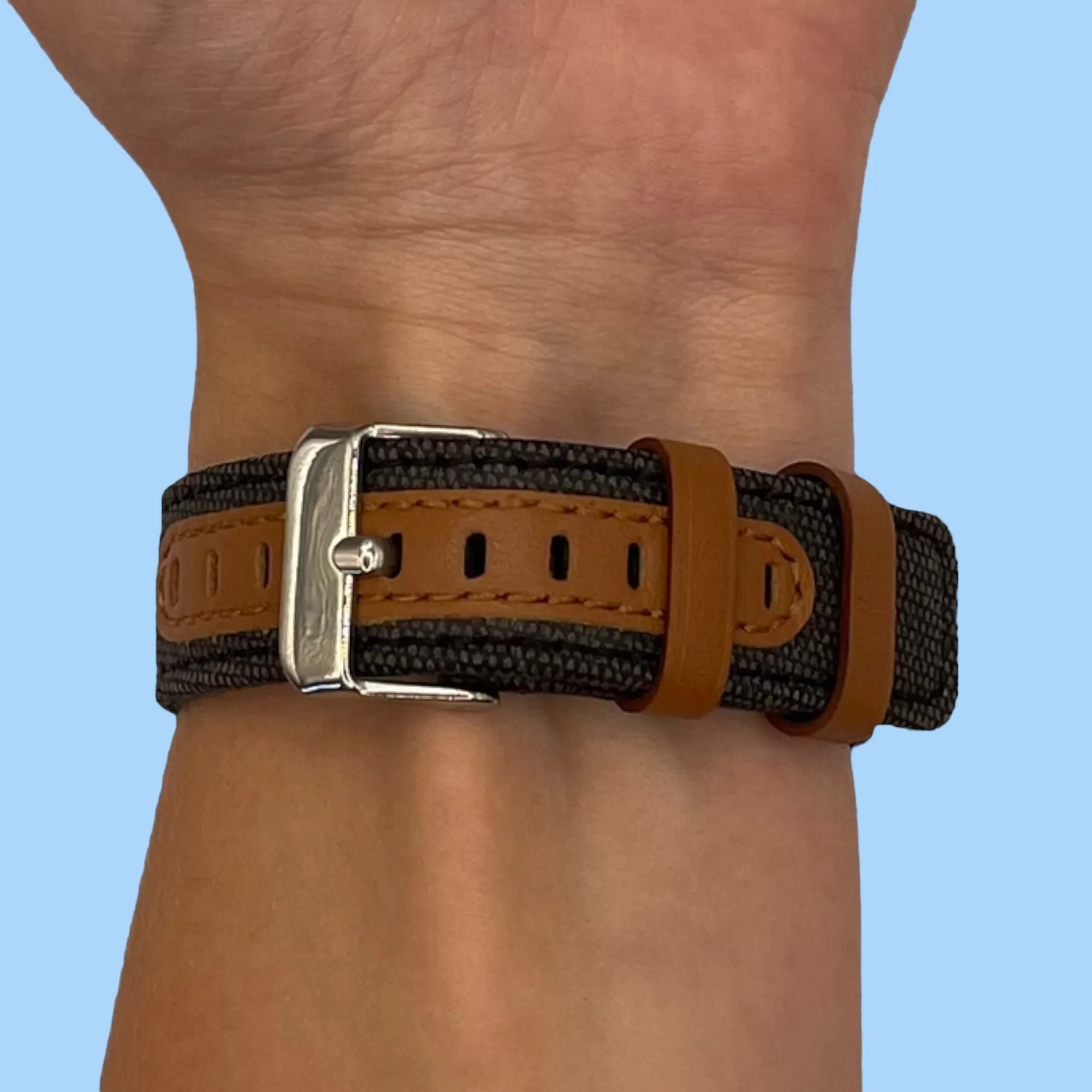 Denim & Leather Watch Straps Compatible with the Garmin Forerunner 165