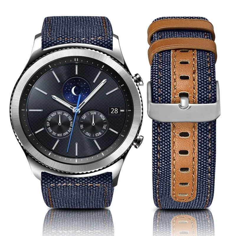 Denim & Leather Watch Straps Compatible with the Garmin Forerunner 165