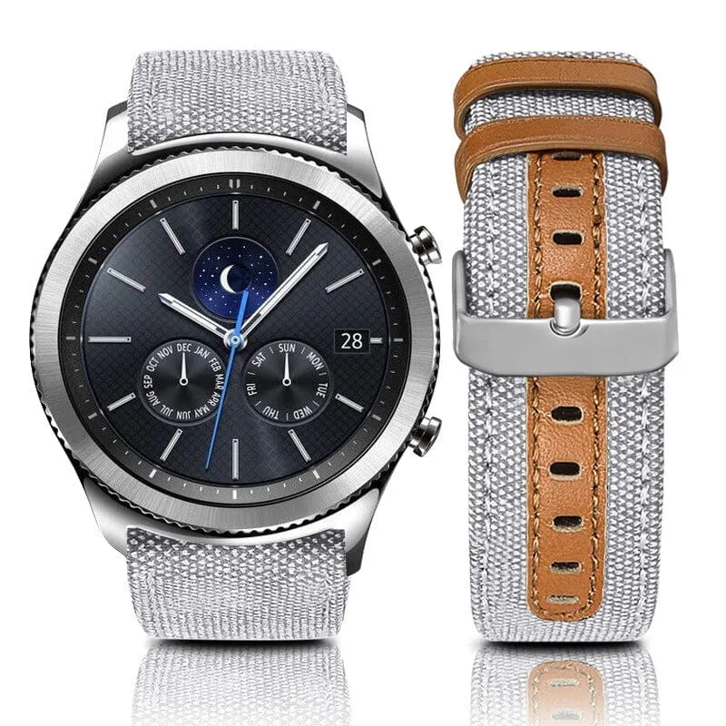 Denim & Leather Watch Straps Compatible with the Garmin Vivomove 3s