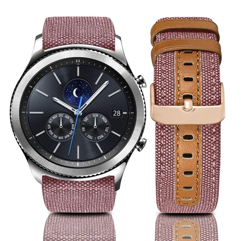 Denim & Leather Watch Straps Compatible with the Huawei GT2 42mm