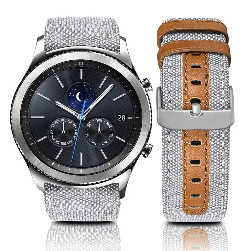 Denim & Leather Watch Straps Compatible with the Huawei GT2 42mm