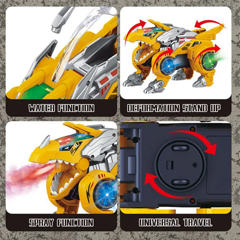 Dinosaur Transformer Car Toy with LED Light and Music