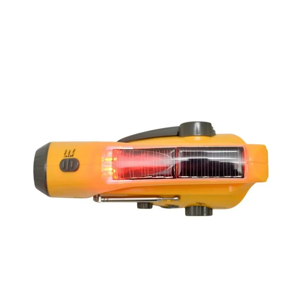 Dynamo AM/FM Radio, Flashlight, Solar/Manual Crank/USB Power Source