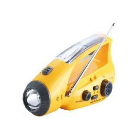 Dynamo AM/FM Radio, Flashlight, Solar/Manual Crank/USB Power Source