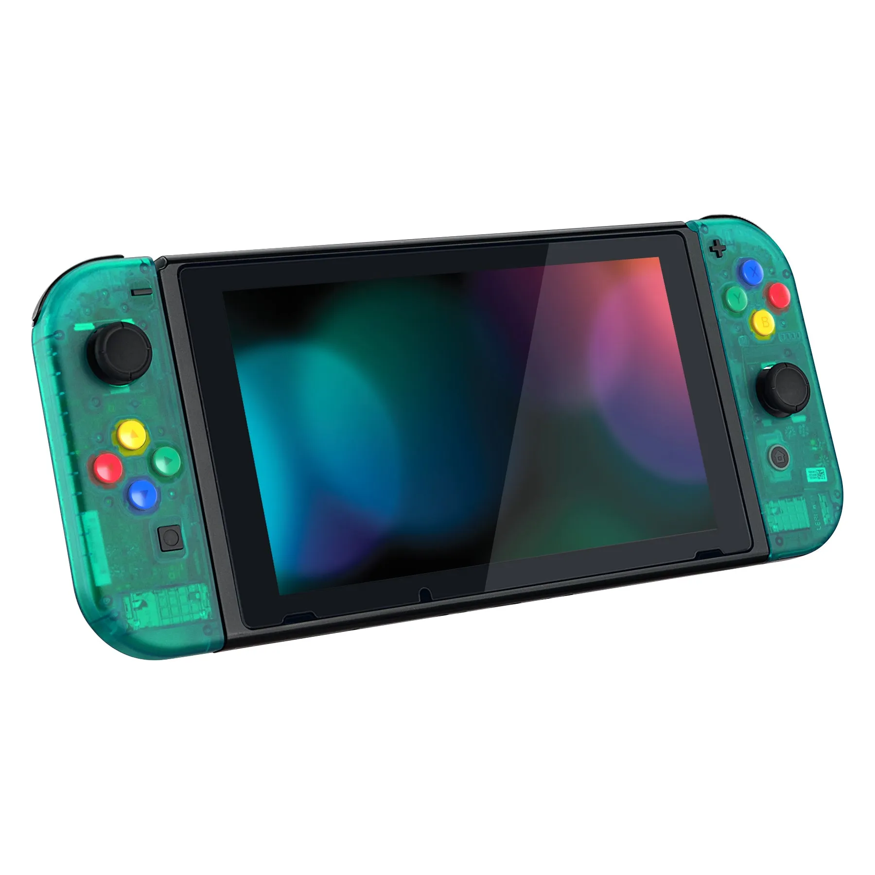 eXtremeRate Back Plate for NS Switch Console, NS Joycon Handheld Controller Housing with Colorful Buttons, DIY Replacement Shell for Nintendo Switch -Emerald Green - QM508