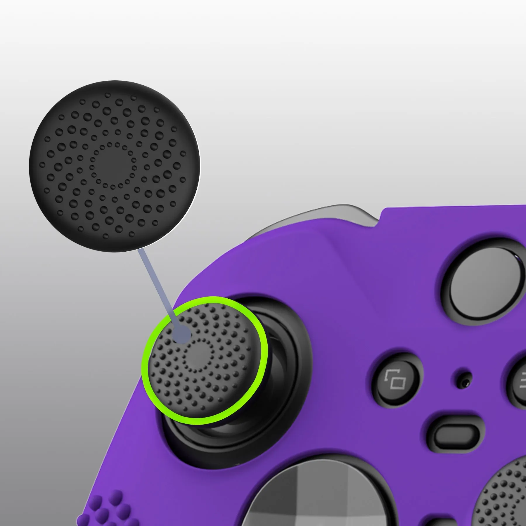 eXtremeRate PlayVital Purple Soft Anti-Slip Silicone Cover Skins, Controller Protective Case for New Xbox One Elite Series 2 (Model 1797 and Core Model 1797) with Thumb Grips Analog Caps - XBOWP0061GC