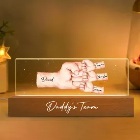 Family - Daddy's Team Fist Bump - Personalized Acrylic LED Lamp Night Light (HJ)