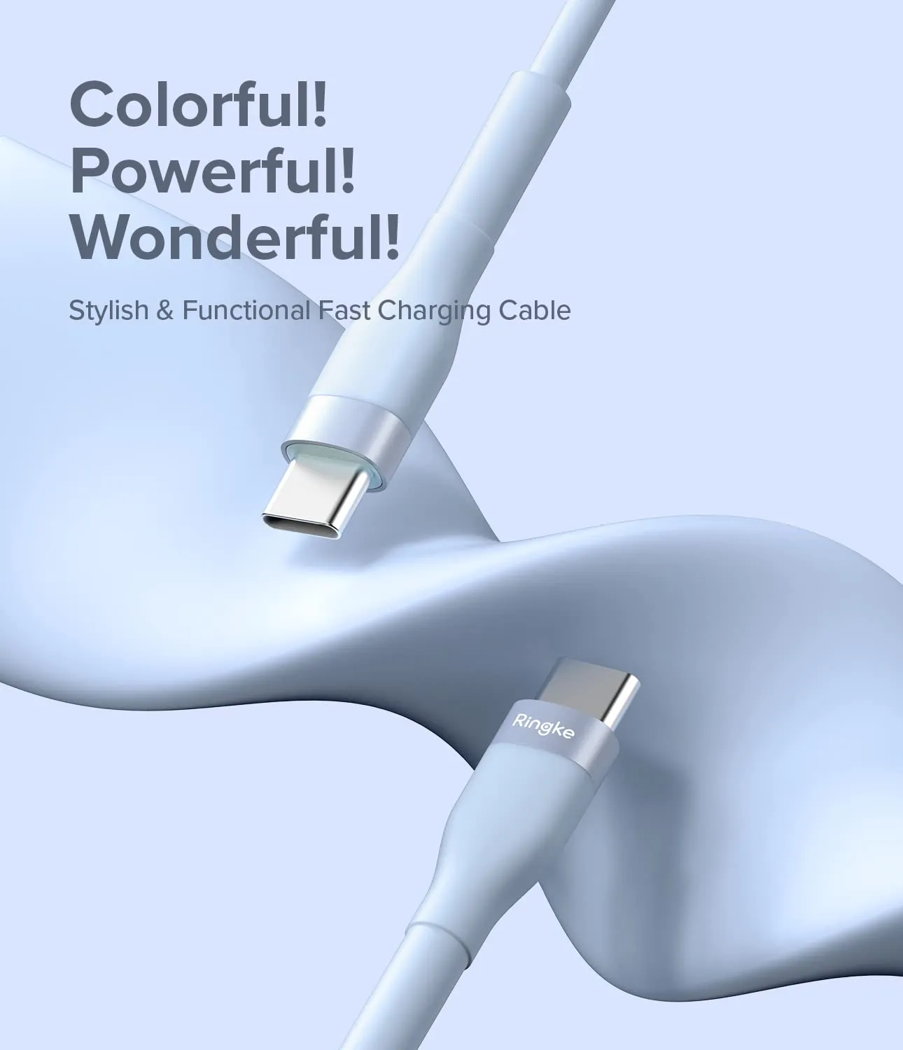 Fast Charging Pastel Cable | USB Type C to Type  C | Blue  2m