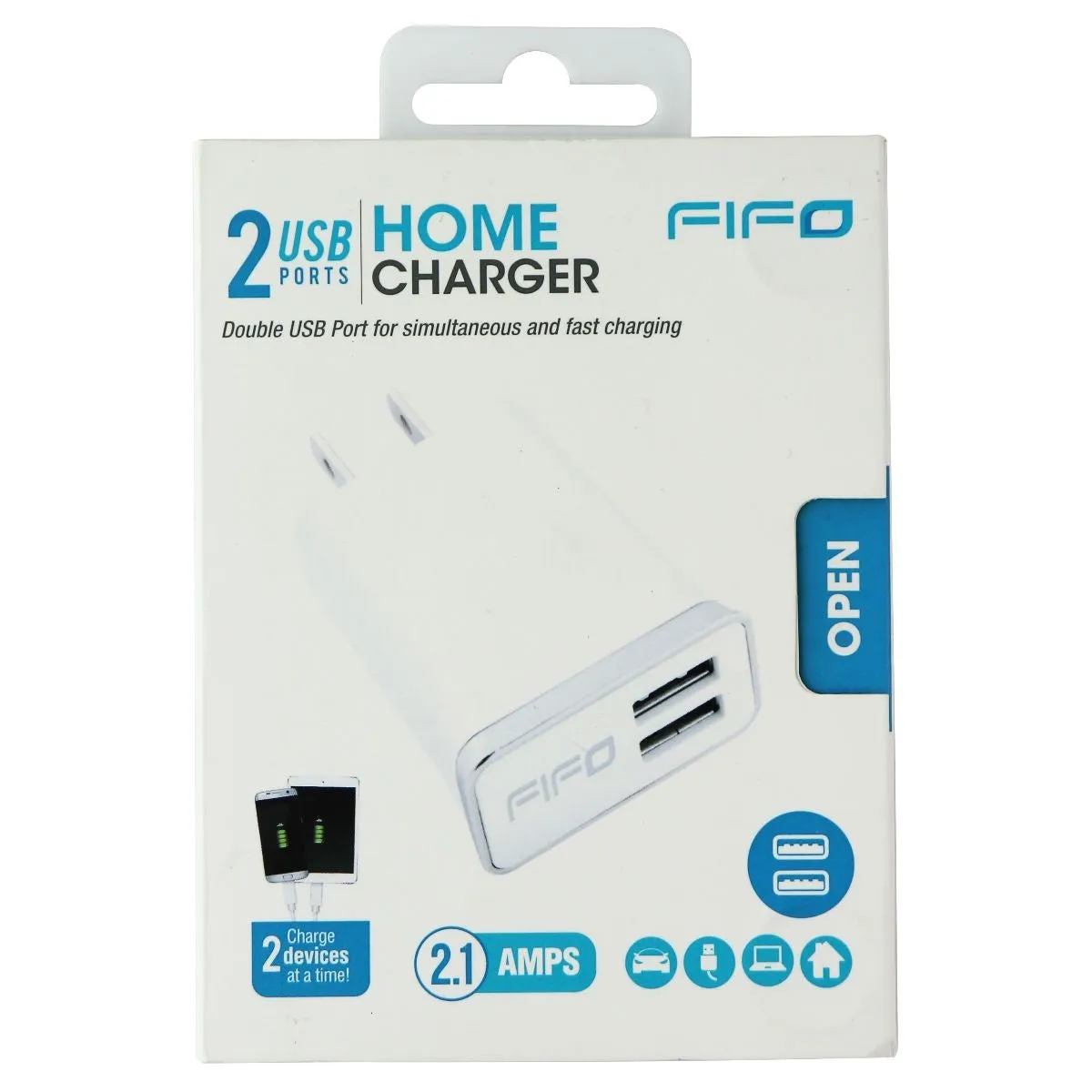 FIFO Dual USB Home Charger (2.1-Amp) Wall Adapter - White