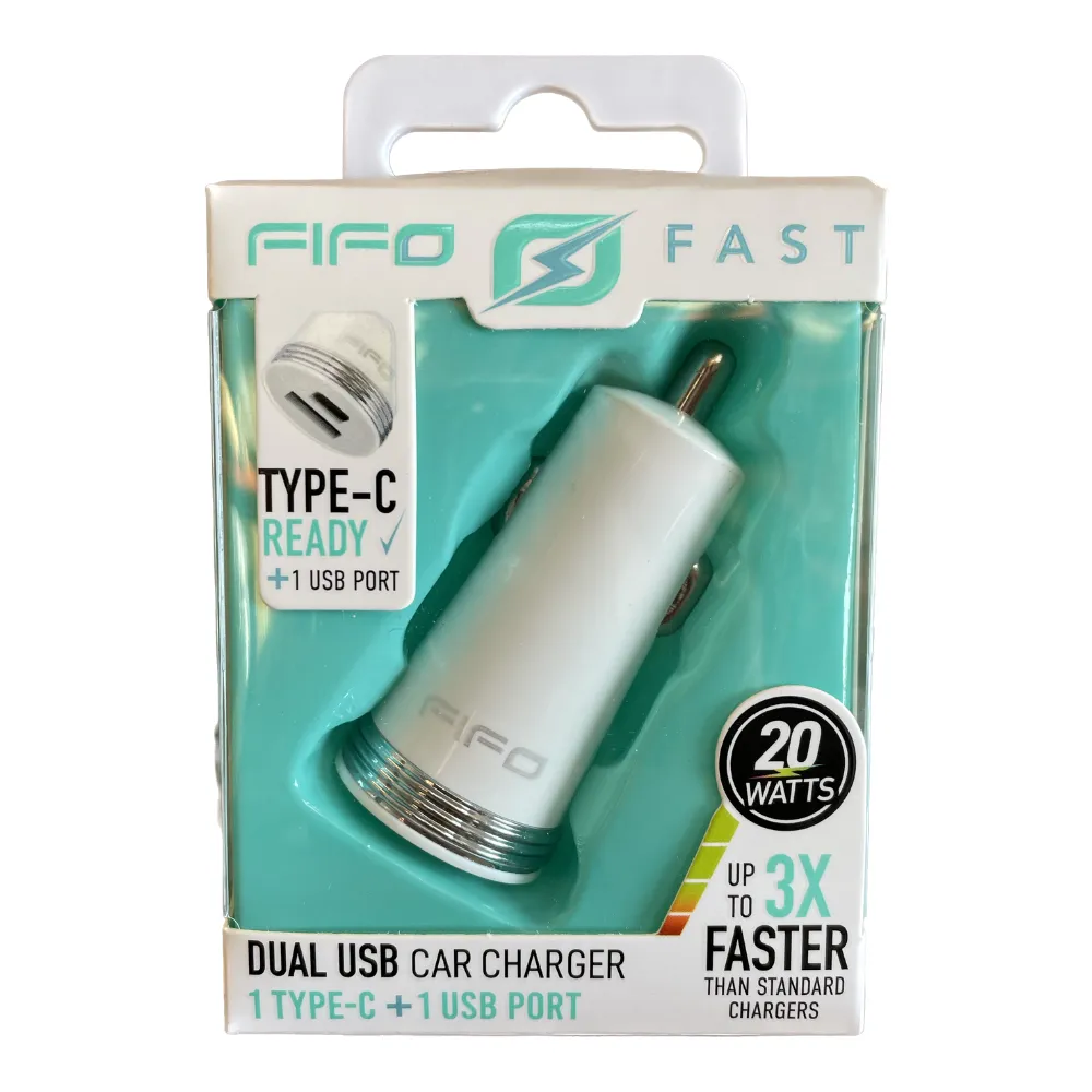 Fifo Fast Car Charger With Type USB-C Port   USB