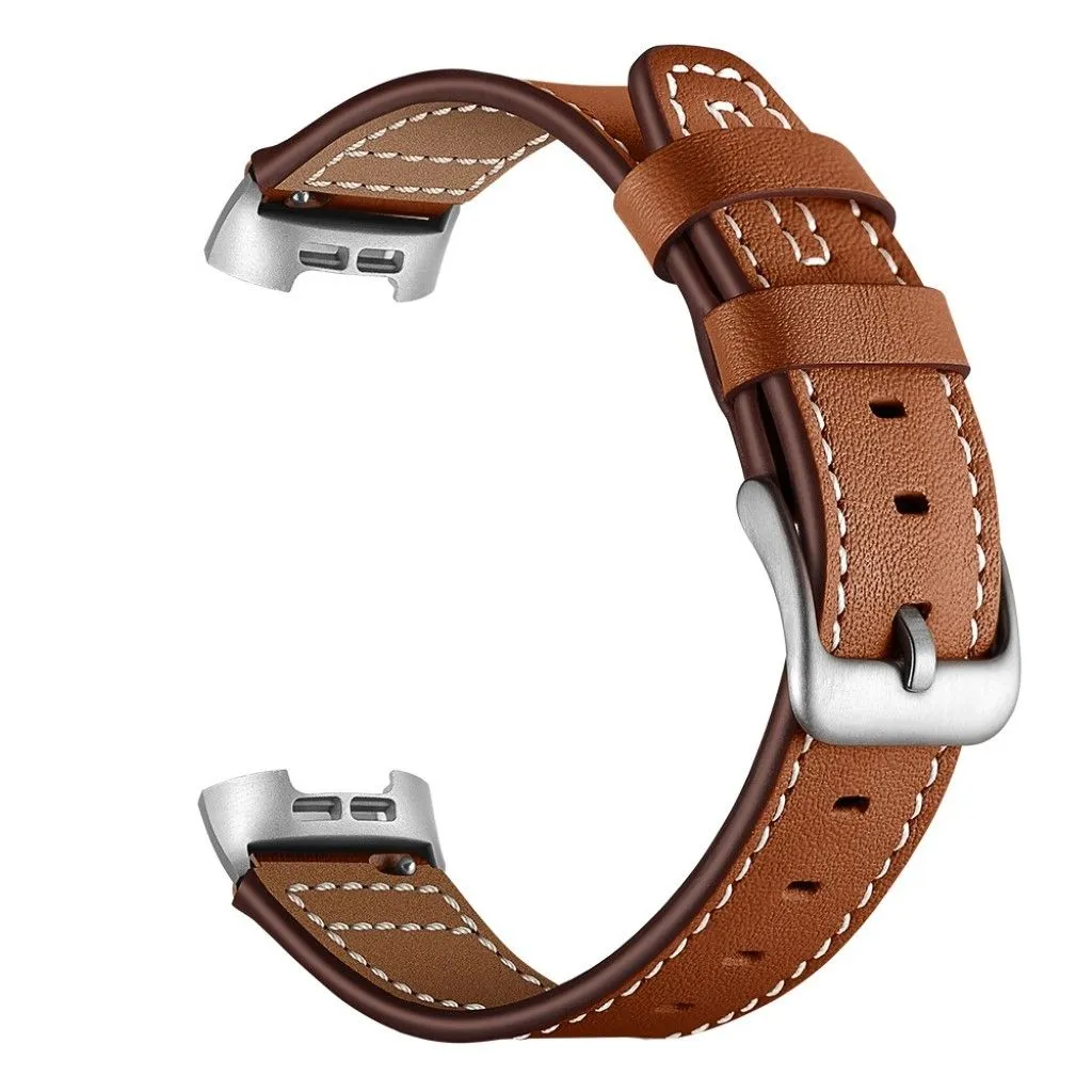 Fitbit Charge 3 comfortable genuine leather watch band - Brown