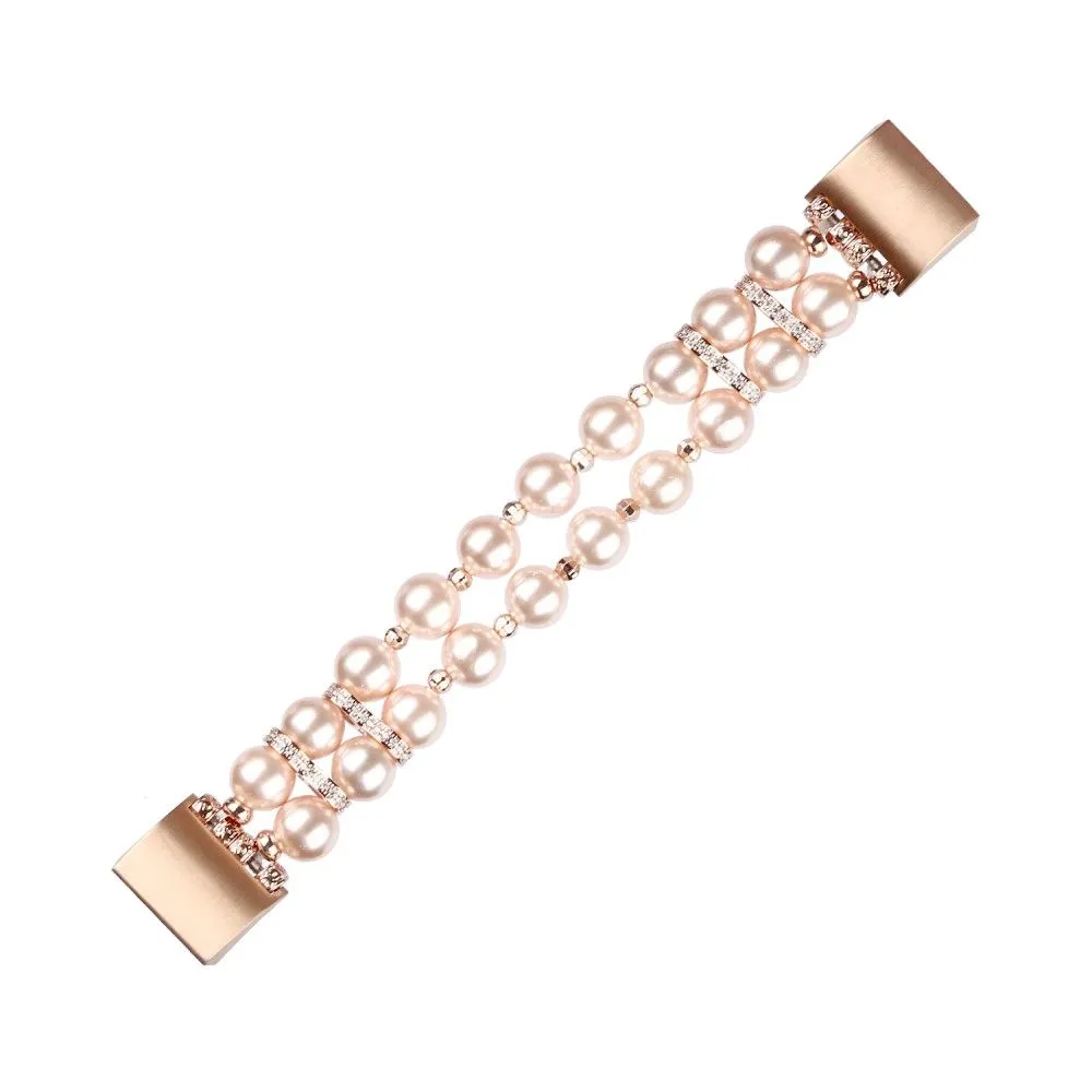 Fitbit Charge 4 / 3 two row pearls stylish watch strap - Rose Gold