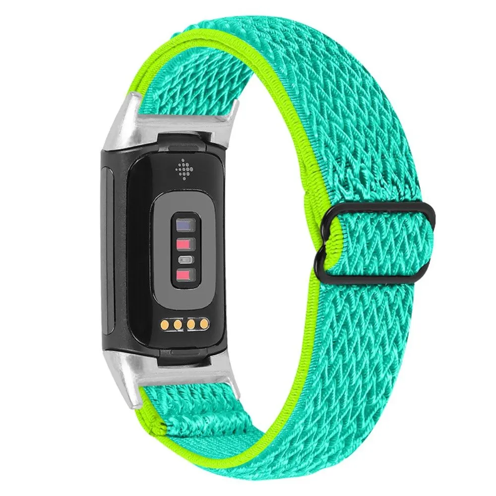 Fitbit Charge 5 elastic nylon watch strap - Yellow / Green