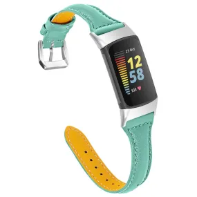 Fitbit Charge 5 slim genuine leather watch strap - Teal