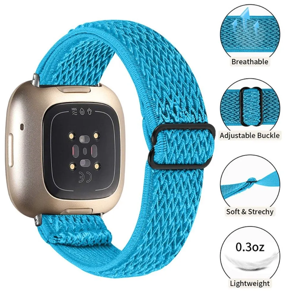 Fitbit Sense / Versa 3 elastic watch strap with adjustable buckle - Sky Blue