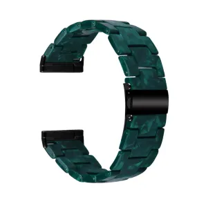 Fitbit Sense / Versa 3 resin bead watch strap - Blackish Green Flowers